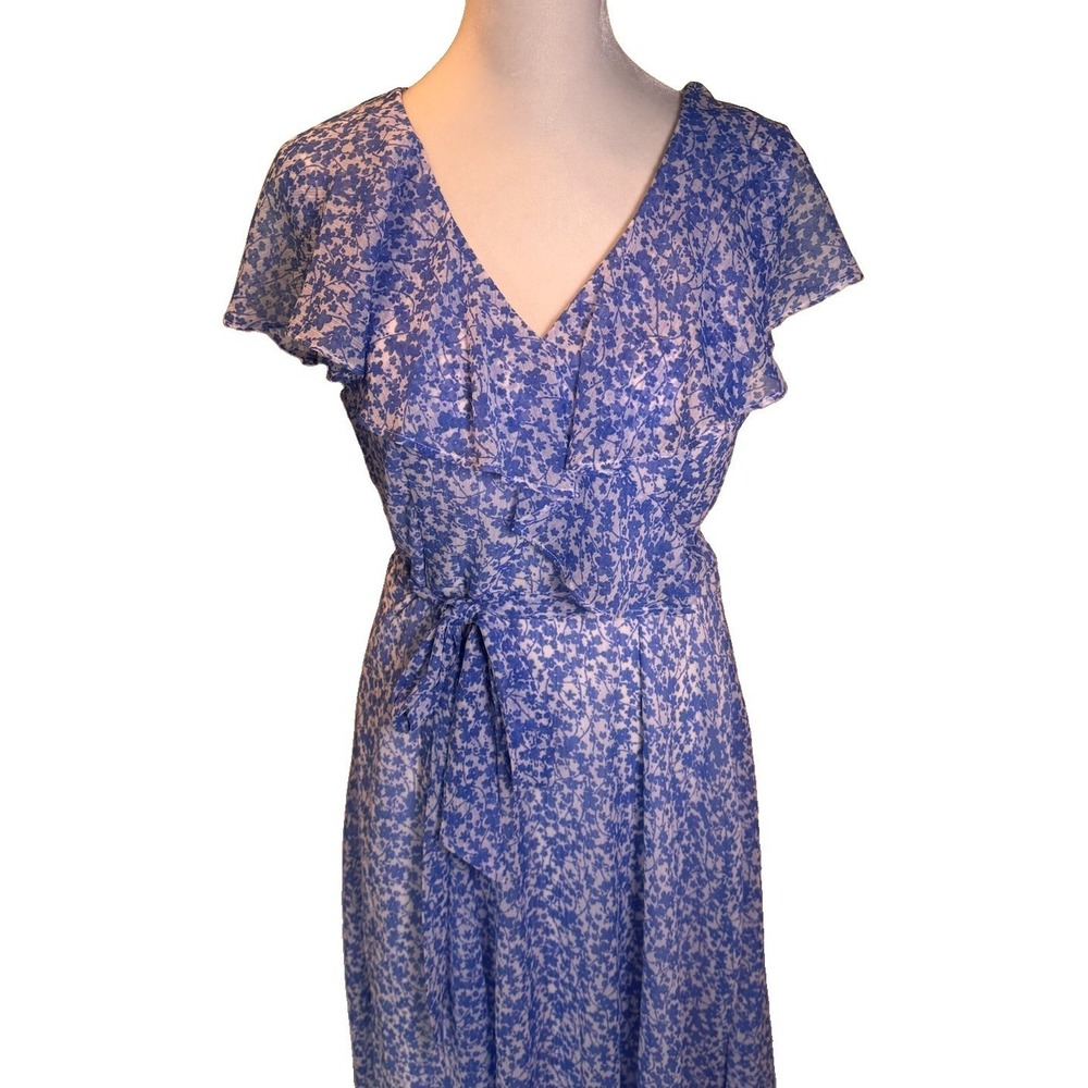 Tommy Hilfiger Floral Cottagecore Fit & Flare Midi Dress In French Blue Size 8 - Picture 3 of 10
